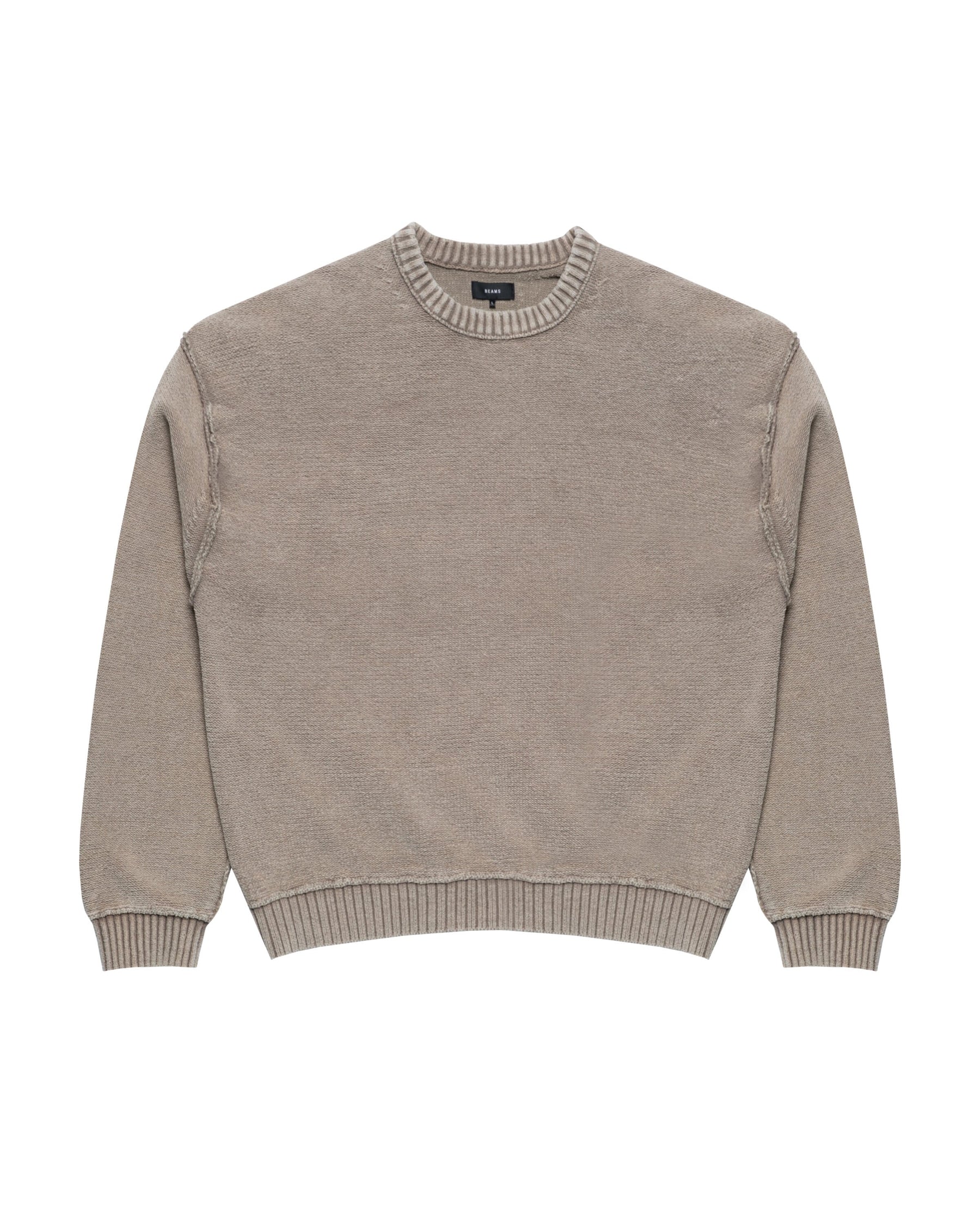 BEAMS 5 GAUGE GARMENT DYE COTTON CREW NECK