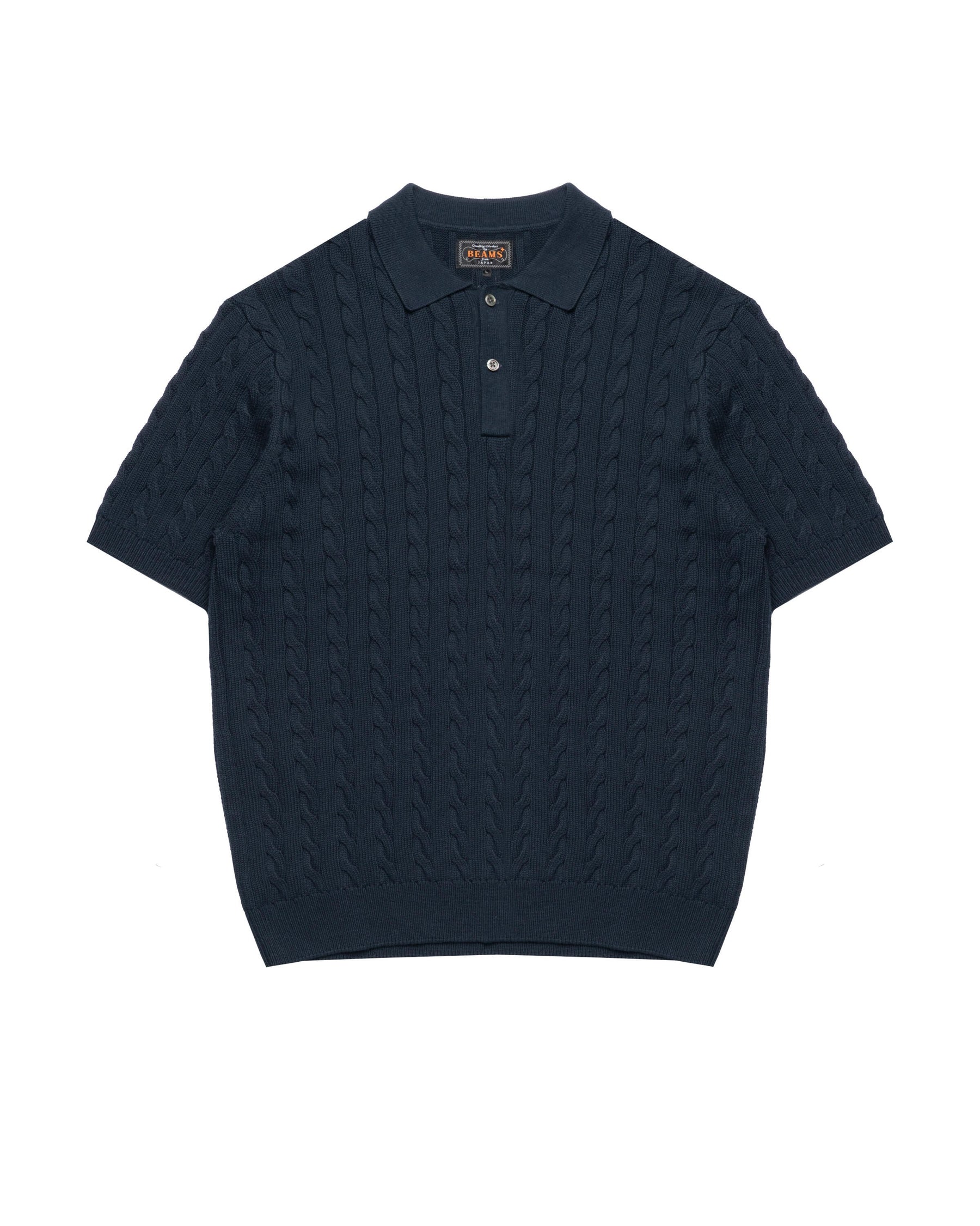 Beams+ Knit Polo Cable