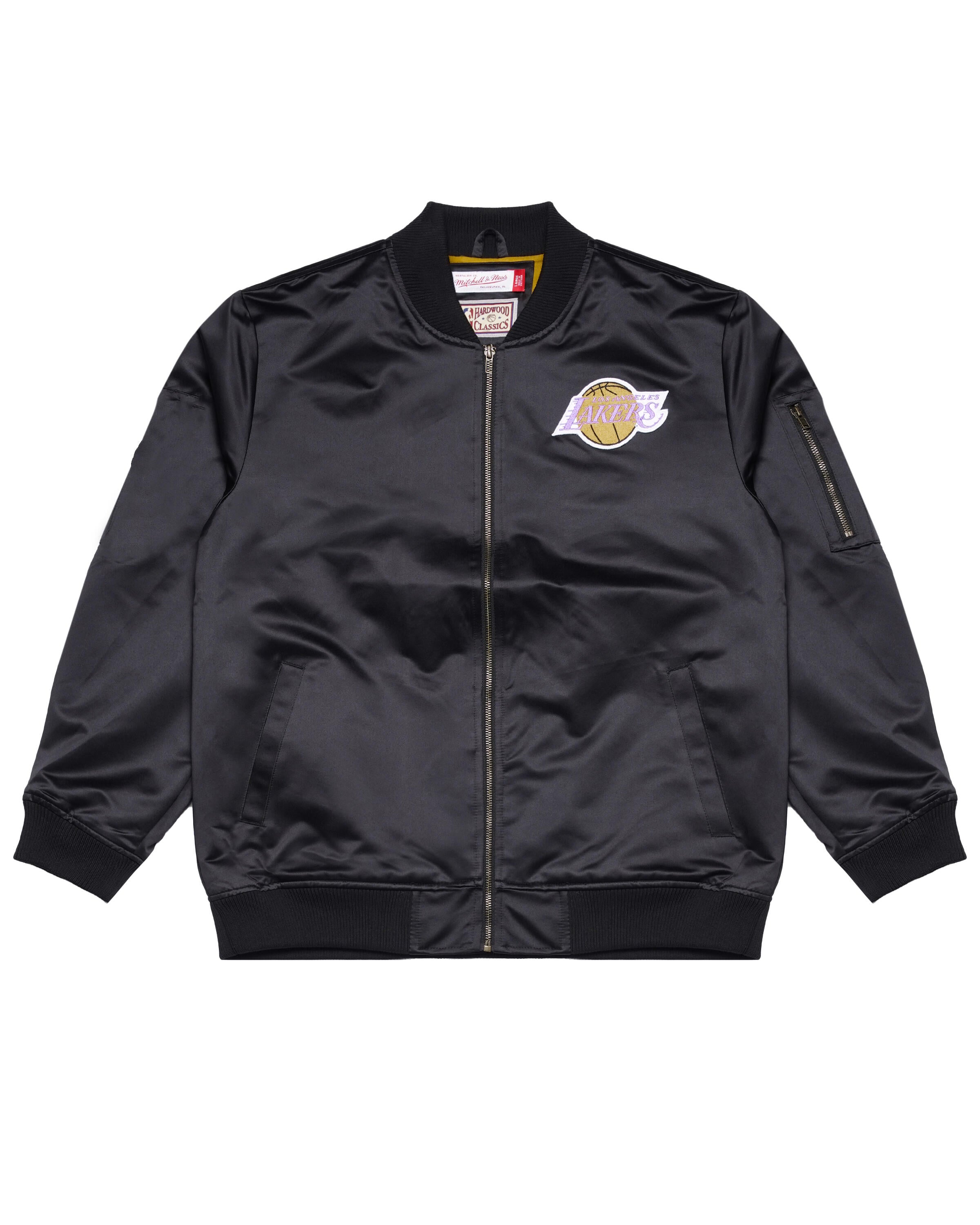 Lakers satin jacket mitchell and online ness