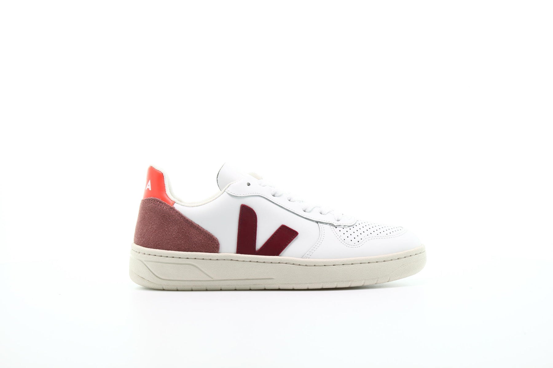 Veja WMNS V-10 Leather "Extra White Marsala"